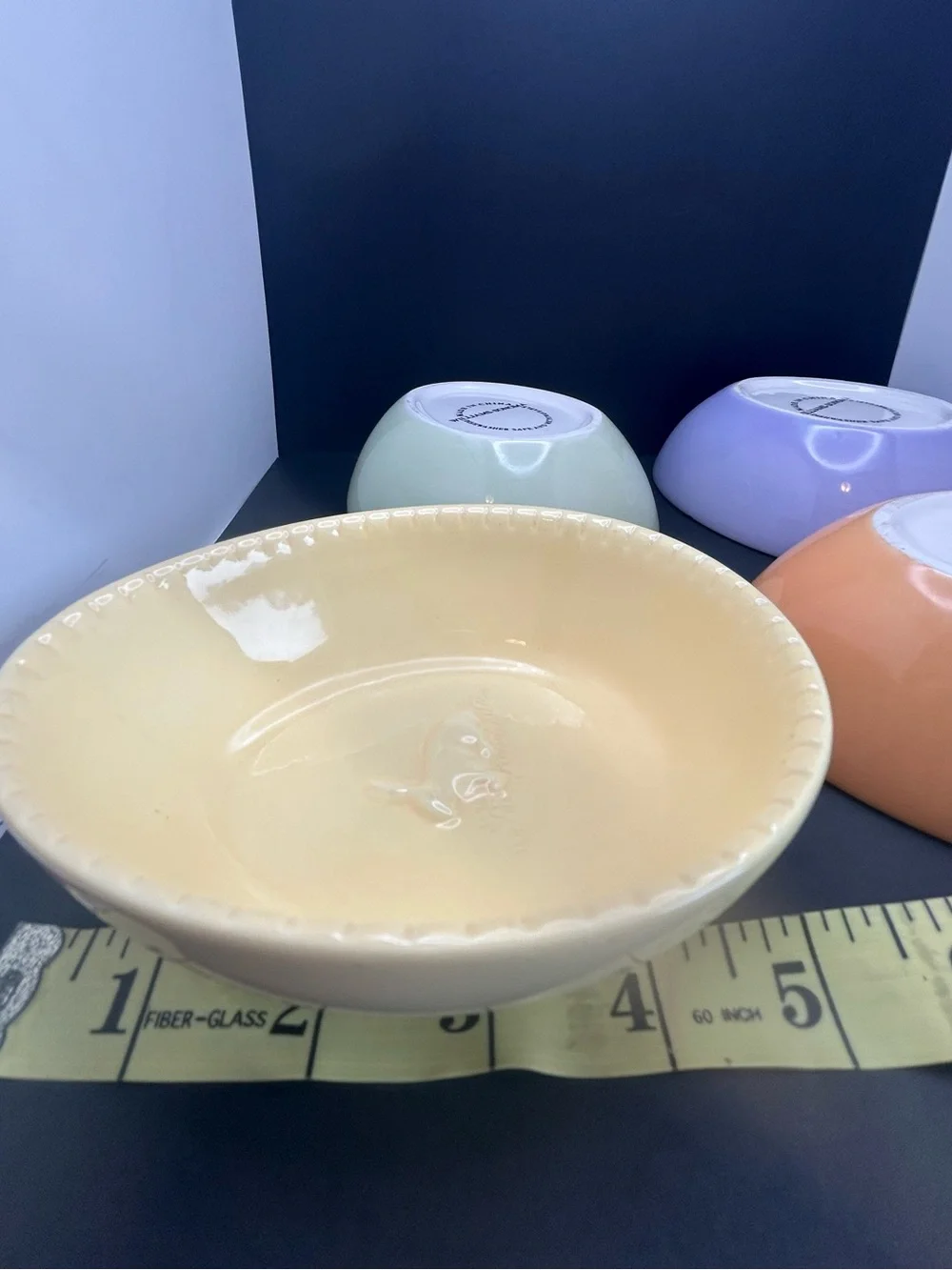 Williams Sonoma Pastel Ceramic 4 pc Bowl Set in Yellow, Orange, Green, Purple